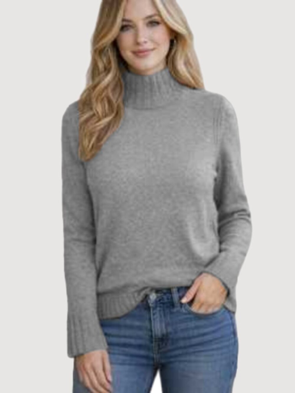 Point Sur Classic Gray Mock Neck Sweater Minimal Timeless Long Sleeve Tuetleneck